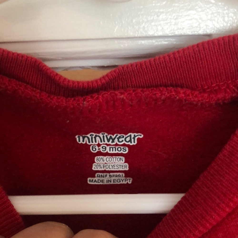 Infant red sweater and red/blue flannel jacket - Picture 6 of 6